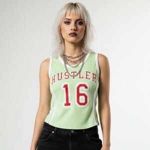 VNTG Hustler Hollywood Lime Green Crop Top - Y2K Baby Tee - Size S